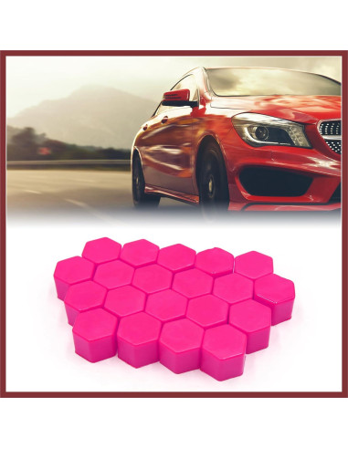 20 Tapas de Tornillo de Neumáticos HEROFFIX 19mm Silicona Rosa