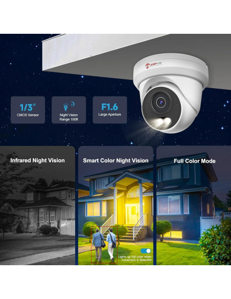 Cámara de Seguridad IP PoE Anpviz 5MP Turret Metal Exterior