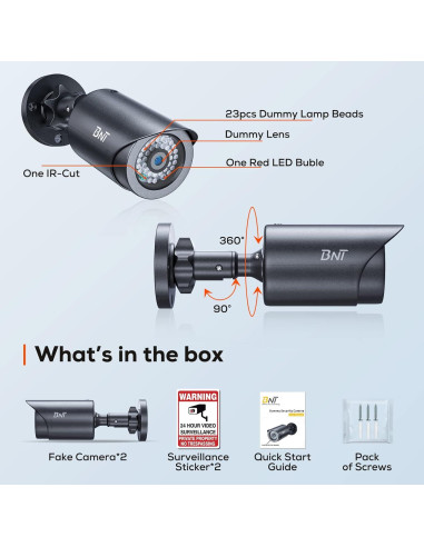 Cámara de Seguridad Falsa BNT Dummy 2 Paquete LED Roja