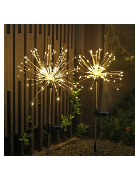 Paquete de 2 Luces de Jardín Solares NiniTe, LED 120 Fuegos Artificiales