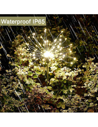 Paquete de 2 Luces de Jardín Solares NiniTe, LED 120 Fuegos Artificiales