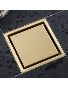 Desagüe de Ducha Cuadrado TRJIKAG 10 cm Acero Inoxidable Oro 2