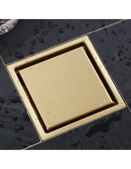 Desagüe de Ducha Cuadrado TRJIKAG 10 cm Acero Inoxidable Oro
