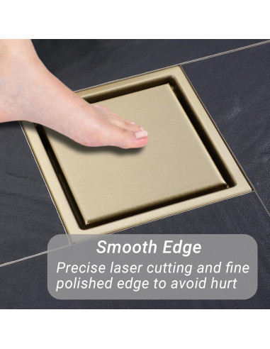 Desagüe de Ducha Cuadrado TRJIKAG 10 cm Acero Inoxidable Oro