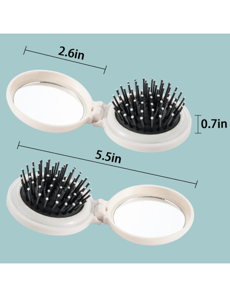Mini cepillo de pelo portátil CZDZYMJYHS con espejo - Flores negras