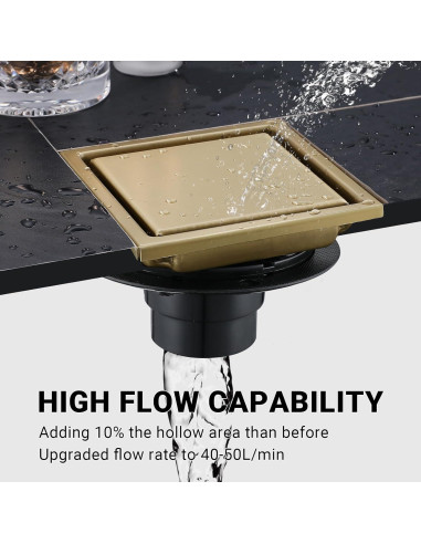 Desagüe de Ducha Cuadrado TRJIKAG 10 cm Acero Inoxidable Oro