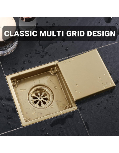 Desagüe de Ducha Cuadrado TRJIKAG 10 cm Acero Inoxidable Oro
