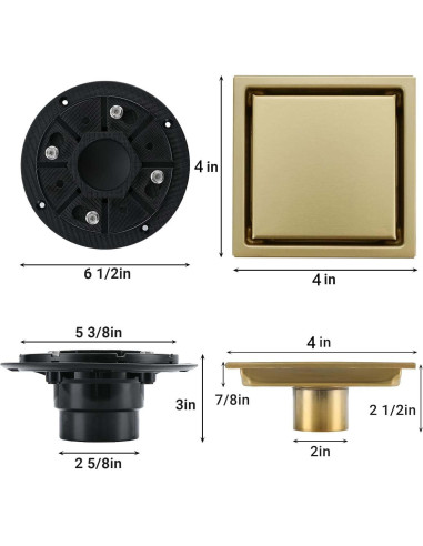 Desagüe de Ducha Cuadrado TRJIKAG 10 cm Acero Inoxidable Oro