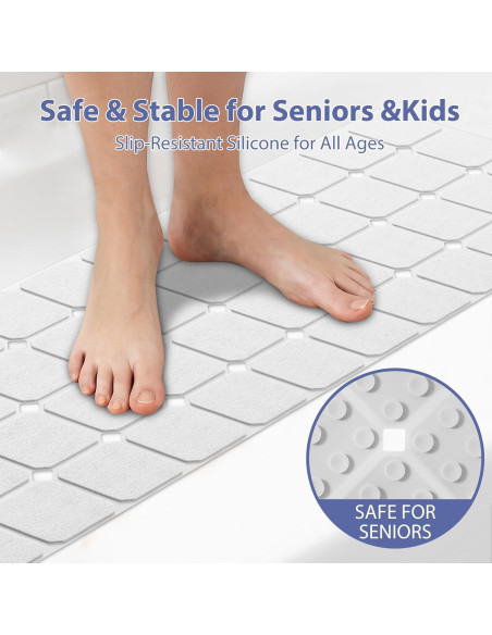 Alfombra de Baño Antideslizante MeimeiDe 102cm x 38cm Blanca