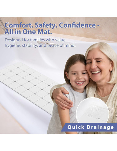 Alfombra de Baño Antideslizante MeimeiDe 102cm x 38cm Blanca