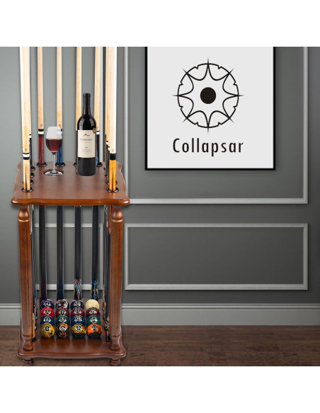 Soporte de Piso para Palos de Pool Collapsar 12 Palos Madera