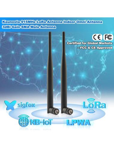 Antena LoRa 915MHz X~wind 3dBi Omni SMA + 2 Cables IPX 15cm
