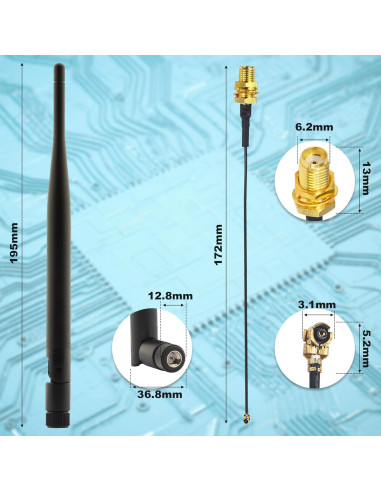 Antena LoRa 915MHz X~wind 3dBi Omni SMA + 2 Cables IPX 15cm