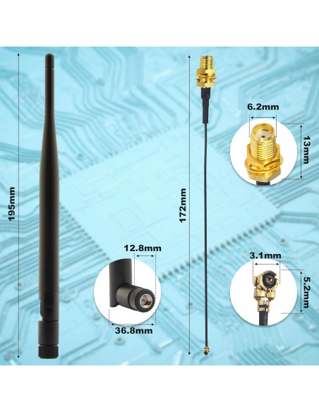 Antena LoRa 915MHz X~wind 3dBi Omni SMA + 2 Cables IPX 15cm