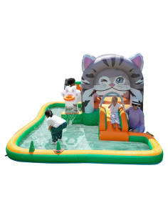Castillo Inflable de Gato INFLATEFLY con Tobogán y Piscina