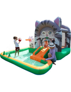Castillo Inflable de Gato INFLATEFLY con Tobogán y Piscina 2
