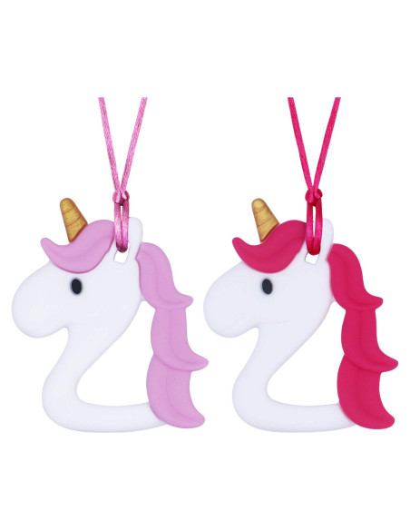 Collar Masticable QULEAP Unicornio para Niñas - Silicona Grado Alimentario