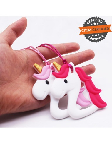 Collar Masticable QULEAP Unicornio para Niñas - Silicona Grado Alimentario