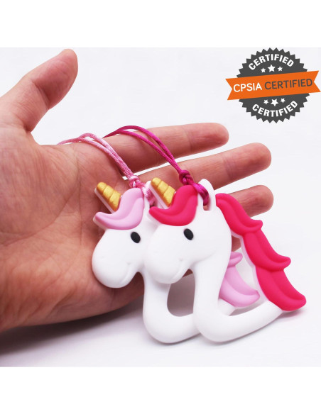 Collar Masticable QULEAP Unicornio para Niñas - Silicona Grado Alimentario