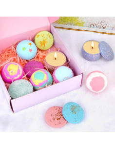 Conjunto de Spa para Mujeres Aottom - 12 Piezas con Bombas de Baño y Velas Aromáticas 2