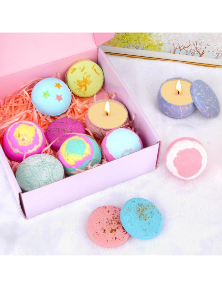 Conjunto de Spa para Mujeres Aottom - 12 Piezas con Bombas de Baño y Velas Aromáticas