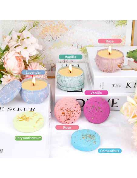 Conjunto de Spa para Mujeres Aottom - 12 Piezas con Bombas de Baño y Velas Aromáticas