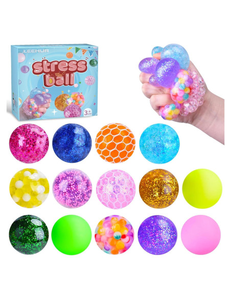Pelotas Antiestrés Squishy LEEHUR - 14 Unidades, 5-6 cm