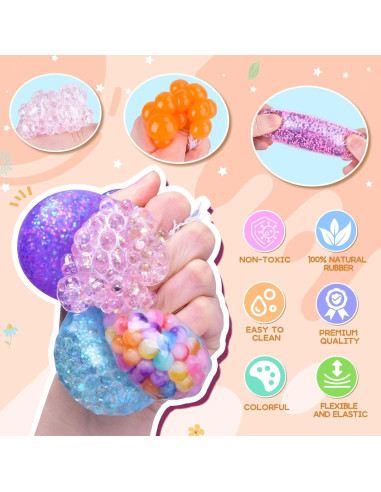 Pelotas Antiestrés Squishy LEEHUR - 14 Unidades, 5-6 cm