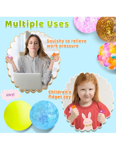 Pelotas Antiestrés Squishy LEEHUR - 14 Unidades, 5-6 cm