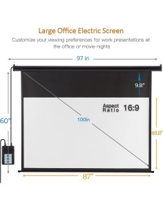 Pantalla de Proyector Motorizada ZUEDA 100" 16:9 HD Negra 2