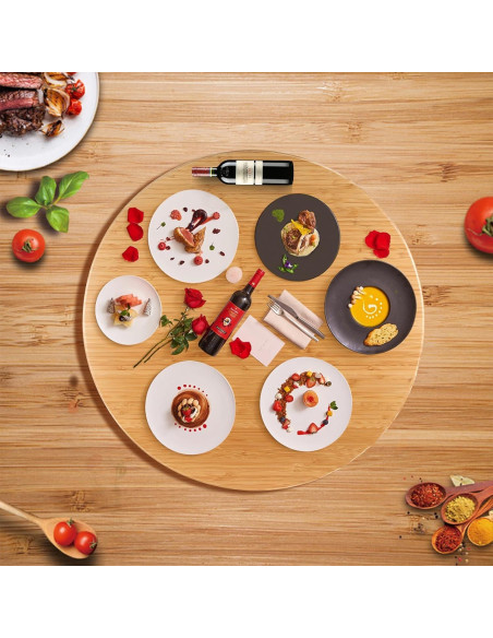 Lazy Susan de Bambú 50 cm HSDATKOR con Eje Giratorio