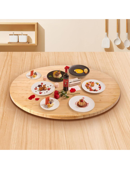 Lazy Susan de Bambú 50 cm HSDATKOR con Eje Giratorio