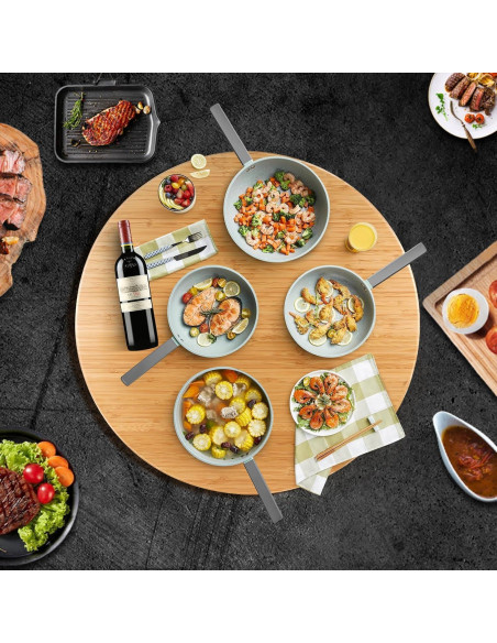 Lazy Susan de Bambú 50 cm HSDATKOR con Eje Giratorio