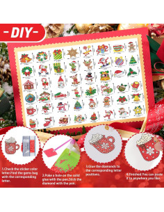 Kit de Pegatinas de Arte de Diamante Navidad XACKCME 48 Pcs 2