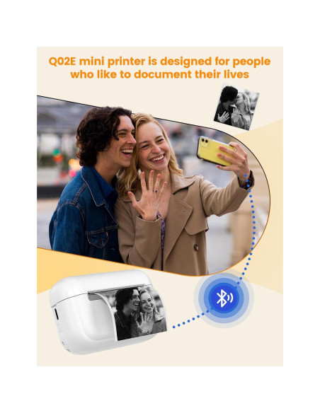 Impresora de Etiquetas Memoking Q02E Mini Térmica Blanca