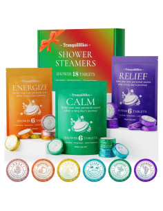 Pastillas de Vapor para Ducha TranquilBliss - 18 Fragancias Naturales