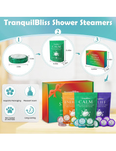 Pastillas de Vapor para Ducha TranquilBliss - 18 Fragancias Naturales 2