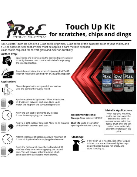 Pintura Automotriz R&E WA9789/14 Gris Claro Kit de Reparación 3 Pzas