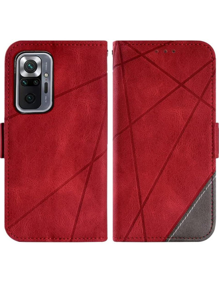 Funda de Cartera Asuwish para Xiaomi Redmi Note 10 Pro Rojo