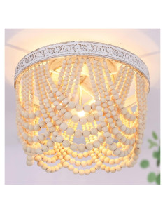 Luz de Techo Capslpad de Perlas de Madera 3 Luces 32.5 cm
