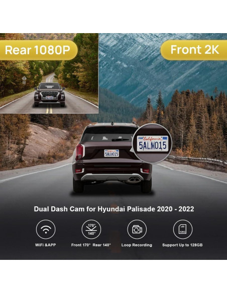 Cámara de Tablero Doble Fitcamx 2K Hyundai Palisade 2020-2022