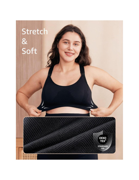 Sujetador de Lactancia HOFISH Sin Aros Mediano Negro