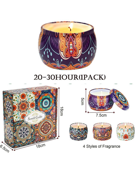 Juego de Velas Aromáticas de Soja JHT 4pcs 125g Relajantes