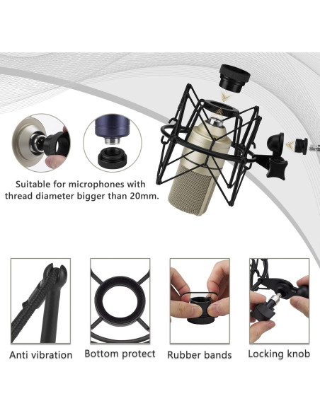 Soporte de Micrófono Antivibración Geekria para MXL 440, 770, 990