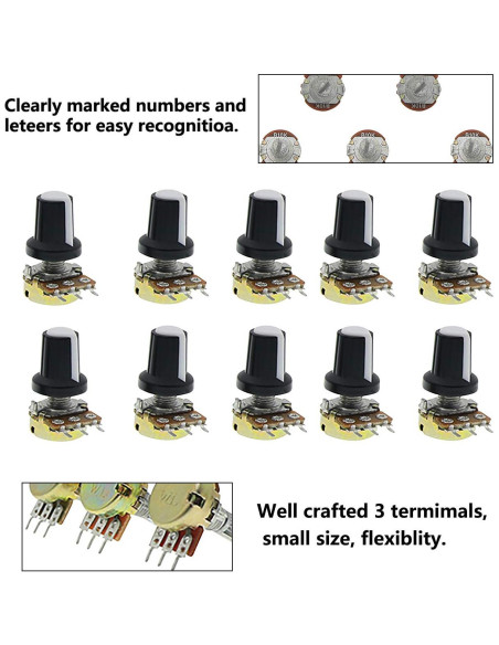 Potenciómetro Lineal Rotativo B10K Zovfam con Kit Completo