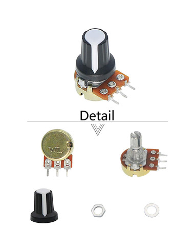 Potenciómetro Lineal Rotativo B10K Zovfam con Kit Completo