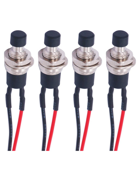 Interruptor de Botón de Presión Twidec 3A 250V 4 Pcs Negro