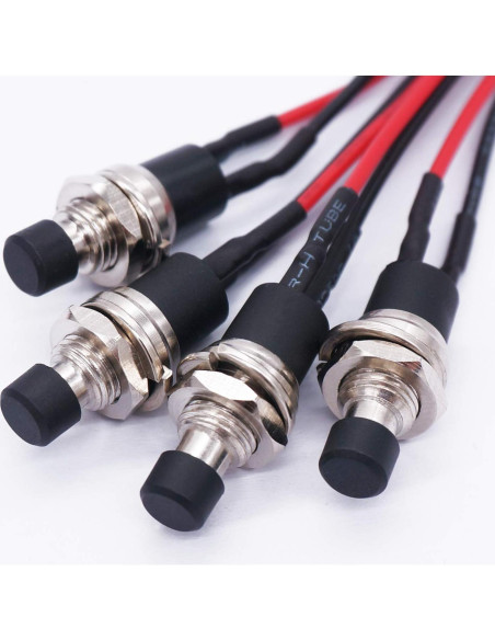 Interruptor de Botón de Presión Twidec 3A 250V 4 Pcs Negro