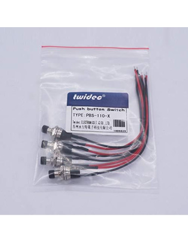 Interruptor de Botón de Presión Twidec 3A 250V 4 Pcs Negro