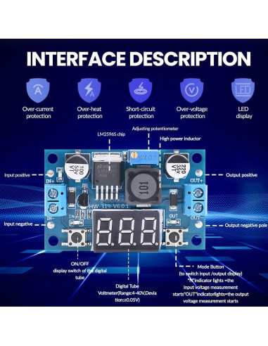 Módulo Convertidor Buck DC-DC Ajustable LM2596 2PCS